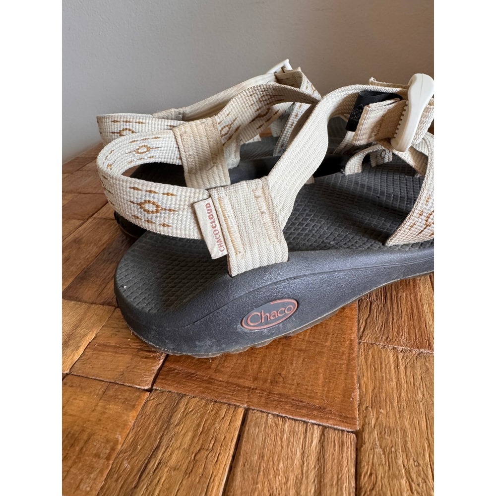 Chaco Z Cloud 2 Womens 8 Sandal Cream Geometric Strappy Toe Loop Athletic Hiking - Picture 3 of 6